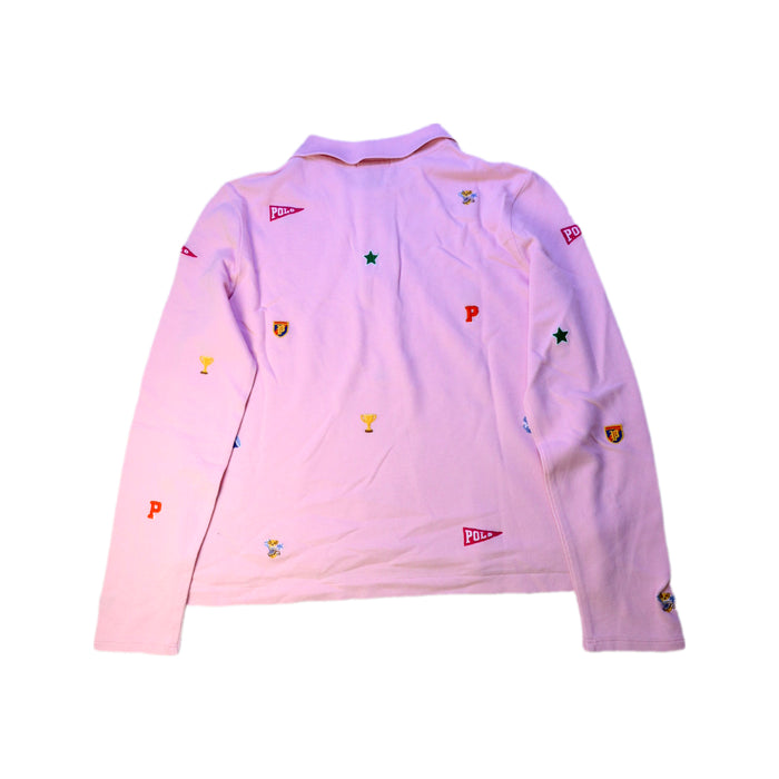 A Pink Long Sleeve Polos from Polo Ralph Lauren in size 12Y for girl. (Back View)
