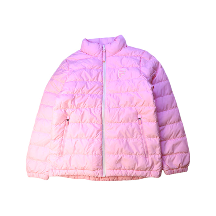 A Pink Puffer/Quilted Jackets from Fila in size 11Y for girl. (Front View)