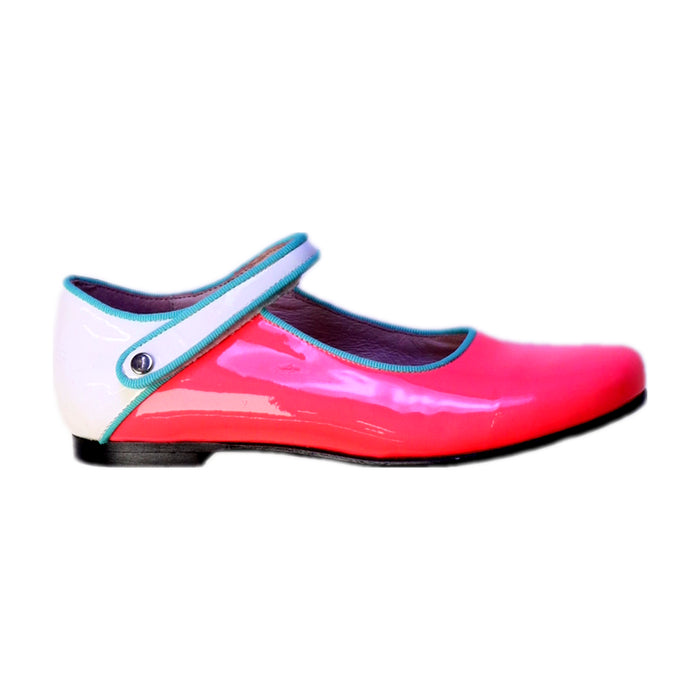 A Pink Flats from Jacadi in size 7Y for girl. (Front View)