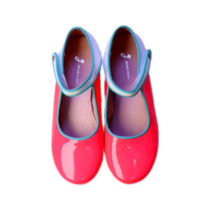 A Pink Flats from Jacadi in size 7Y for girl. (Back View)