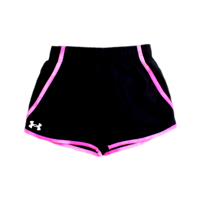 A Black Active Shorts from Under Armour in size 6T for girl. (Front View)