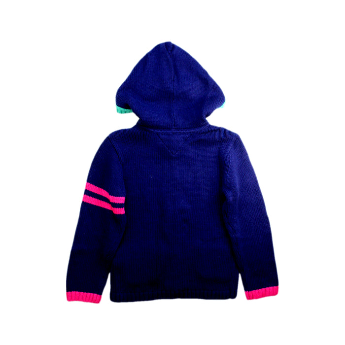 A Navy Buttoned Sweatshirts from Tommy Hilfiger in size 4T for girl. (Back View)