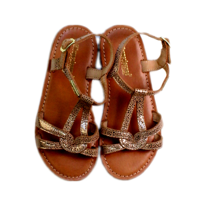 A Brown Sandals from Les Tropéziennes in size 6T for girl. (Back View)