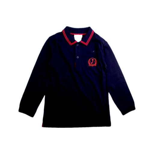 A Navy Long Sleeve Polos from Jacadi in size 6T for boy. (Front View)