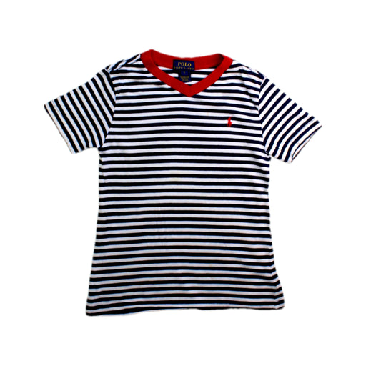 A Navy Short Sleeve T Shirts from Polo Ralph Lauren in size 5T for boy. (Front View)