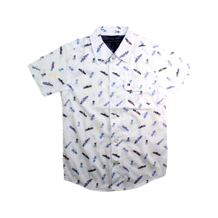 A White Short Sleeve Shirts from Tommy Hilfiger in size 6T for boy. (Front View)