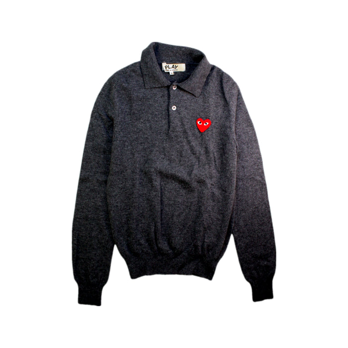A Grey Long Sleeve Polos from Comme des Garcons in size 14Y for boy. (Front View)