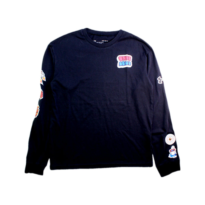 A Black Long Sleeve T Shirts from Under Armour in size 14Y for boy. (Front View)