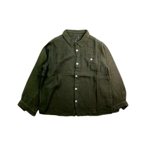A Green Long Sleeve Shirts from Bonton in size 6T for boy. (Front View)