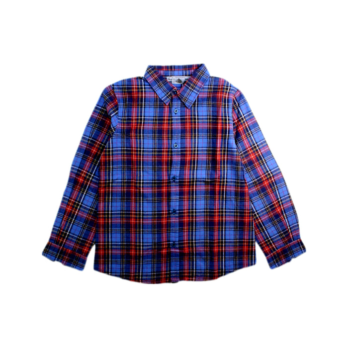 A Blue Long Sleeve Shirts from Bonpoint in size 6T for boy. (Front View)