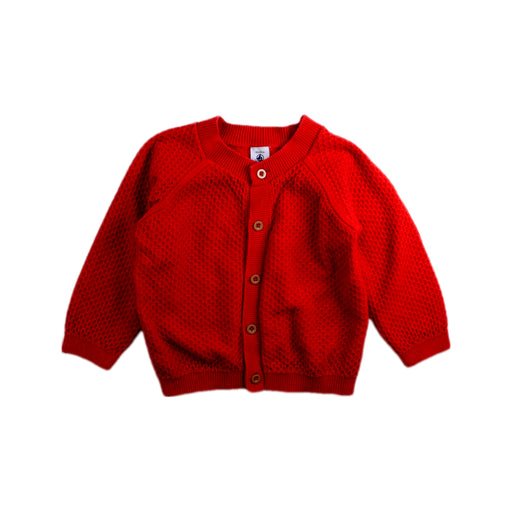 A Red Cardigans from Petit Bateau in size 12-18M for girl. (Front View)