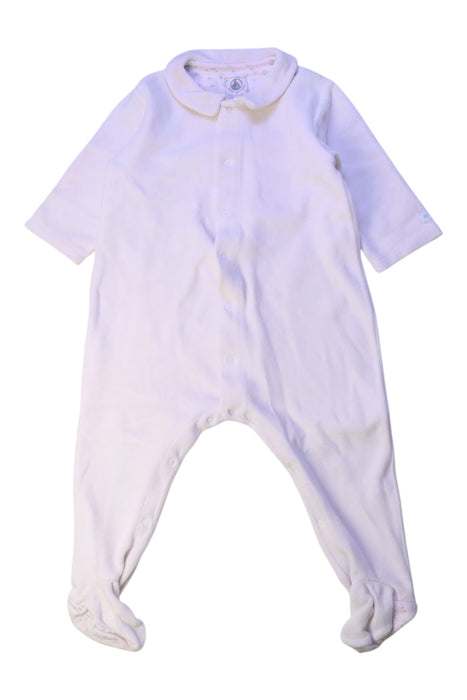 A Pink Onesies from Petit Bateau in size 6-12M for neutral. (Front View)