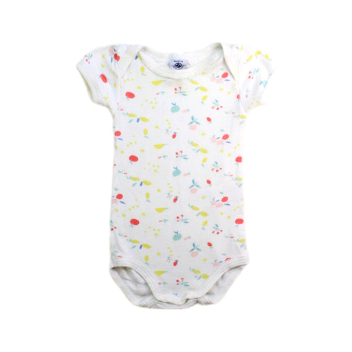 A White Short Sleeve Bodysuits from Petit Bateau in size 3-6M for girl. (Front View)
