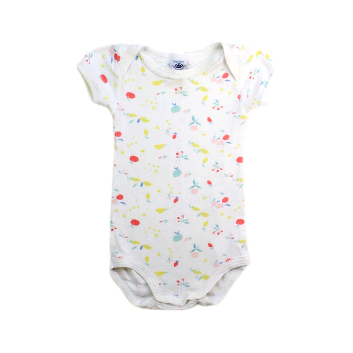 A White Short Sleeve Bodysuits from Petit Bateau in size 3-6M for girl. (Front View)