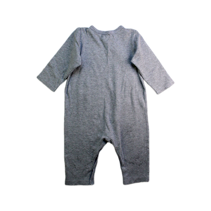 A Grey Long Sleeve Rompers from Momonittu in size 0-3M for boy. (Back View)