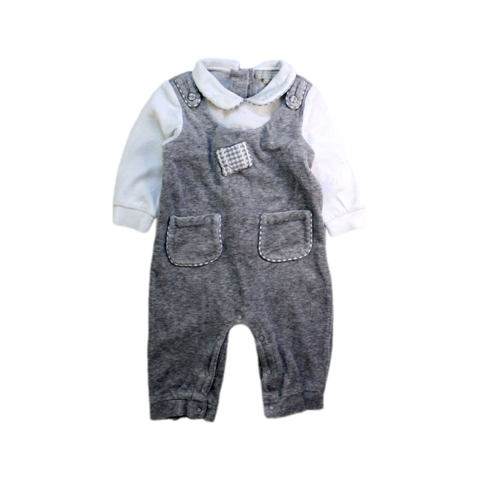 A Grey Long Overalls from Nicholas & Bears in size 6-12M for boy. (Front View)