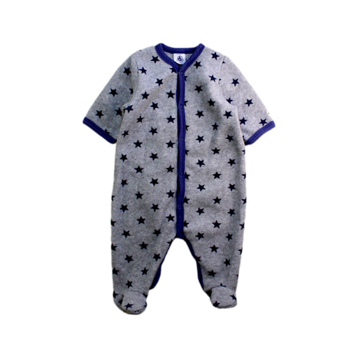 A Grey Onesies from Petit Bateau in size 0-3M for boy. (Front View)