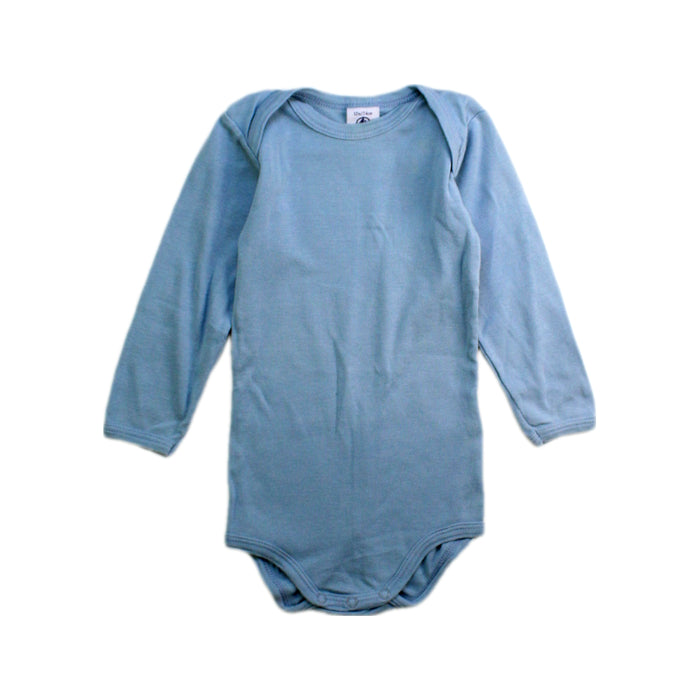A Blue Long Sleeve Bodysuits from Petit Bateau in size 6-12M for boy. (Front View)