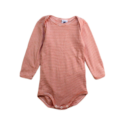 A Red Long Sleeve Bodysuits from Petit Bateau in size 6-12M for neutral. (Front View)