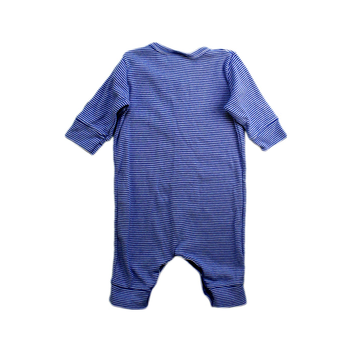 A Blue Onesies from Petit Bateau in size 0-3M for boy. (Back View)