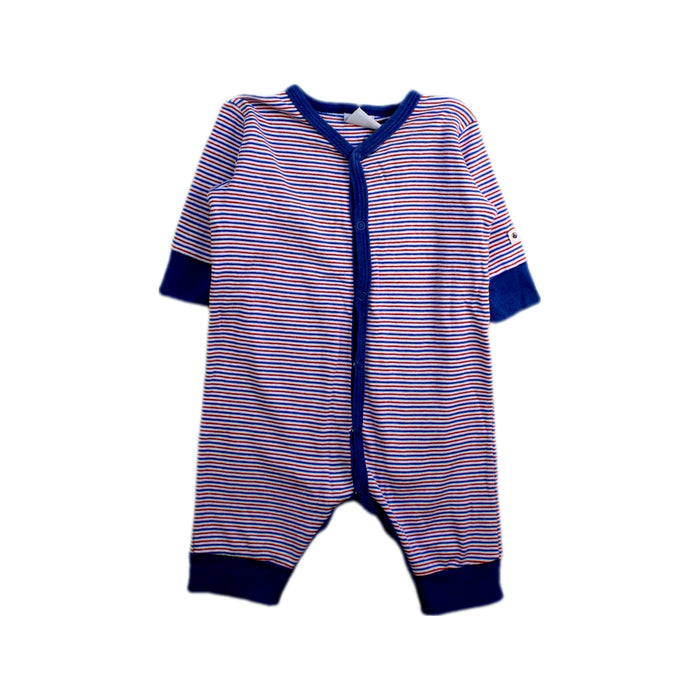A Blue Onesies from Petit Bateau in size 0-3M for boy. (Front View)