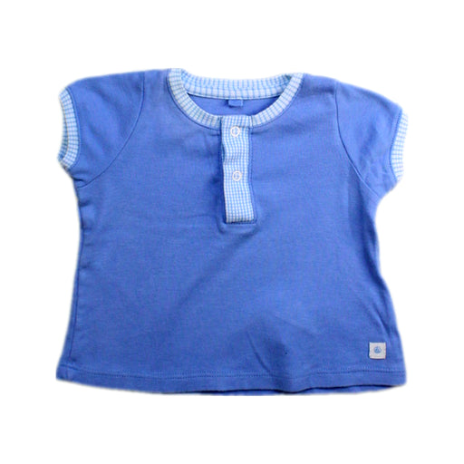 A Blue Short Sleeve Tops from Petit Bateau in size 0-3M for boy. (Front View)