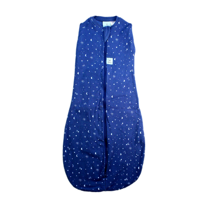 A Navy Sleepsacs from ErgoPouch in size 3-6M for boy. (Front View)