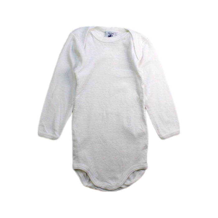 A White Long Sleeve Bodysuits from Petit Bateau in size 6-12M for neutral. (Front View)