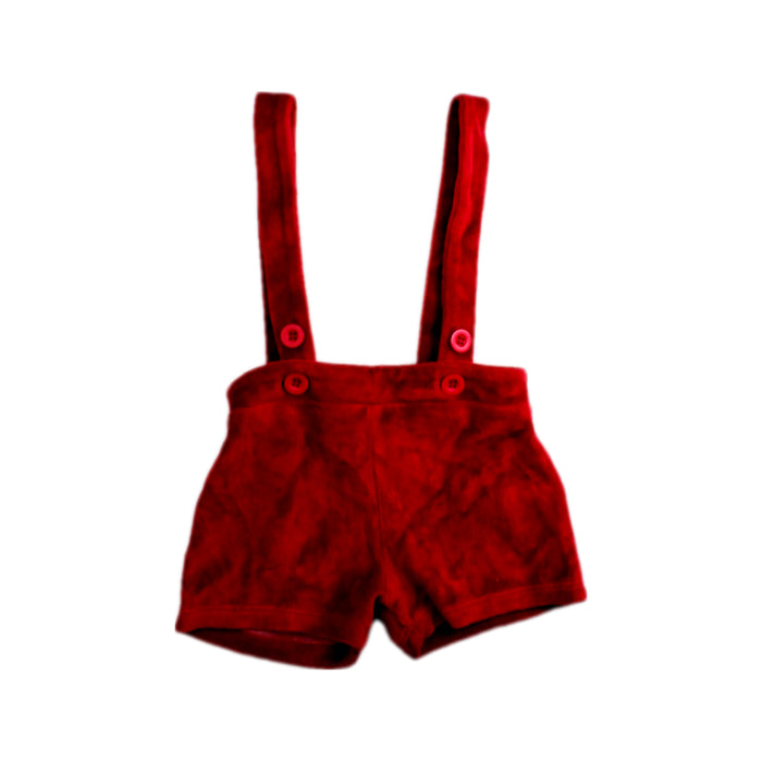 A Red Overall Shorts from Rachel Riley in size 0-3M for girl. (Front View)