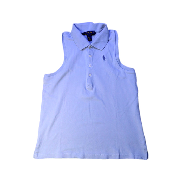 A Blue Sleeveless Polos from Polo Ralph Lauren in size 8Y for girl. (Front View)