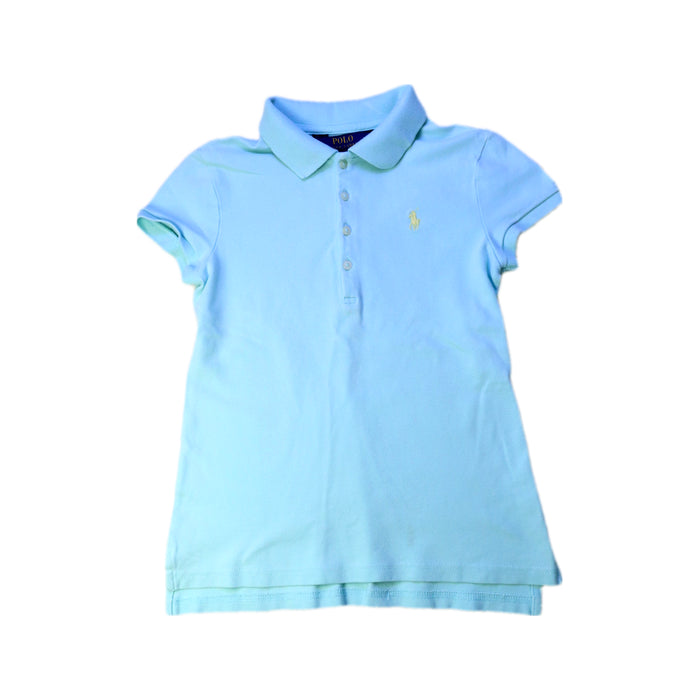A Blue Short Sleeve Polos from Polo Ralph Lauren in size 8Y for girl. (Front View)