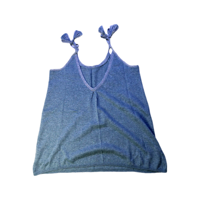 A Blue Sleeveless Tops from Excuse My French in size 8Y for girl. (Back View)