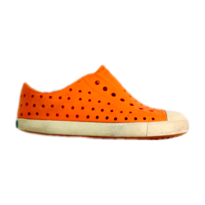 A Orange Slip Ons from Native Shoes in size 6T for neutral. (Front View)