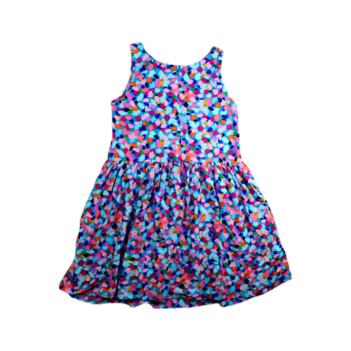 A Multicolour Sleeveless Dresses from Mister Zimi in size 5T for girl. (Back View)