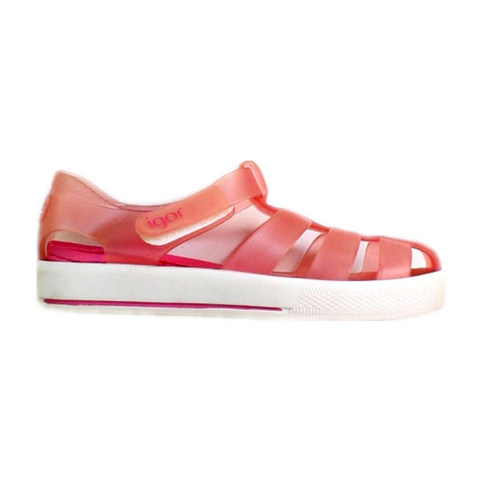 A Pink Sandals from Igor in size 6T for girl. (Front View)