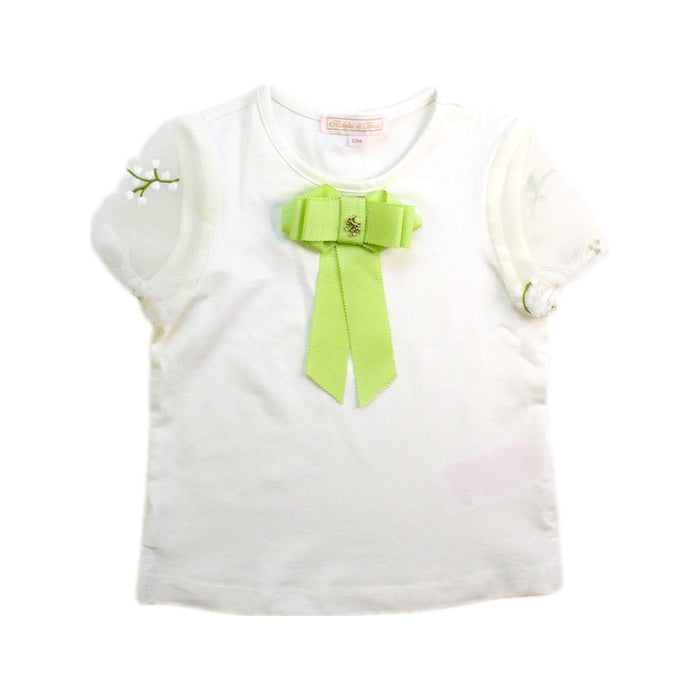 A White Short Sleeve Tops from Nicholas & Bears in size 6-12M for girl. (Front View)