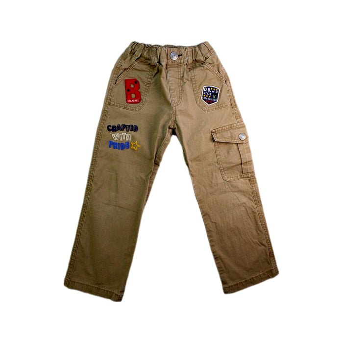 A Beige Casual Pants from Double B Mikihouse in size 4T for boy. (Front View)