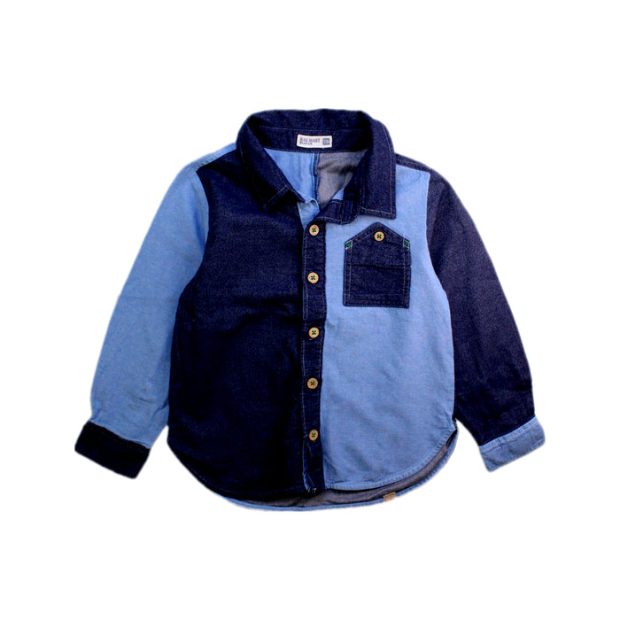 A Blue Long Sleeve Shirts from Ragmart in size 4T for boy. (Front View)