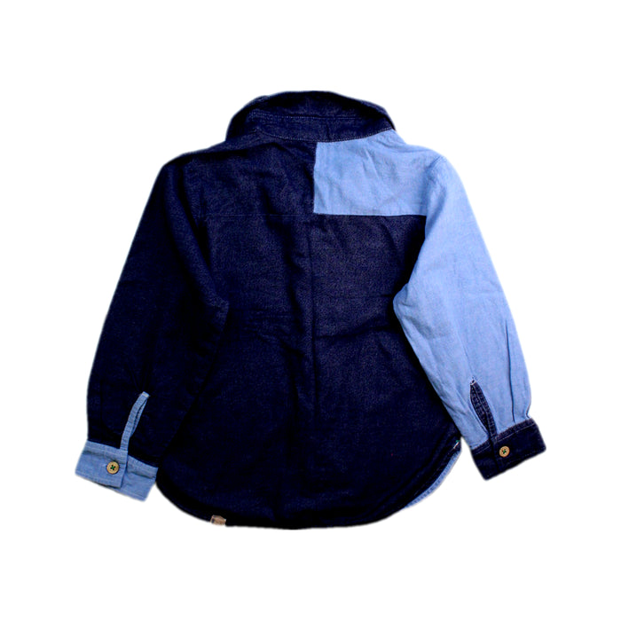A Blue Long Sleeve Shirts from Ragmart in size 4T for boy. (Back View)