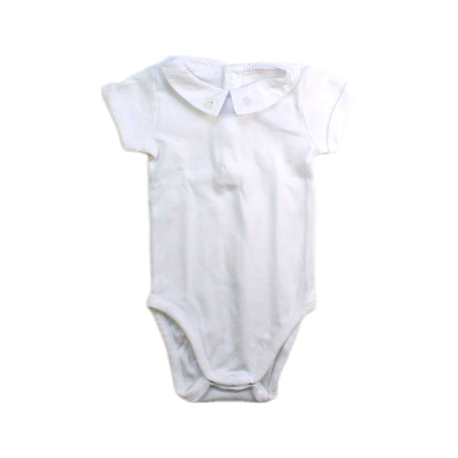 A White Short Sleeve Bodysuits from Jacadi in size 3-6M for boy. (Front View)