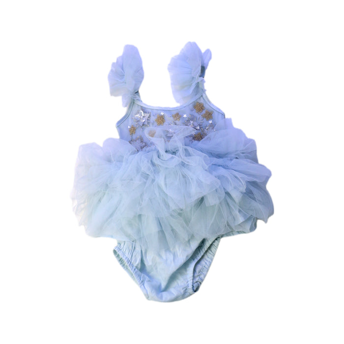 A Blue Sleeveless Bodysuits from Tutu Du Monde in size 3-6M for girl. (Front View)