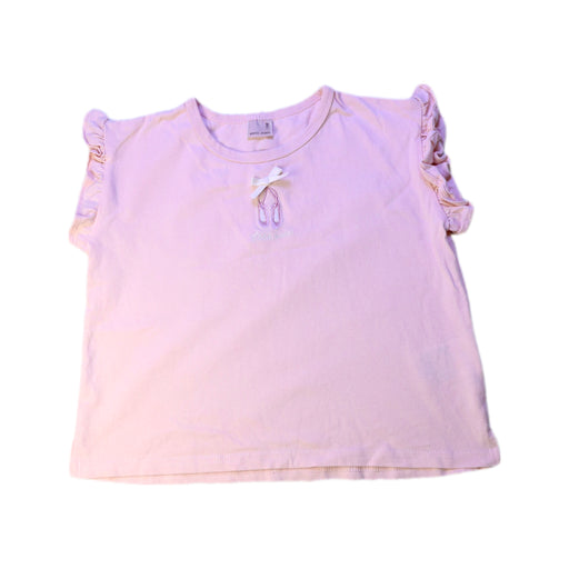 A Pink Short Sleeve Tops from Petit Main in size 4T for girl. (Front View)