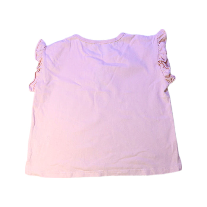 A Pink Short Sleeve Tops from Petit Main in size 4T for girl. (Back View)