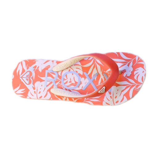 A Orange Flip Flops from Roxy in size 5T for girl. (Front View)
