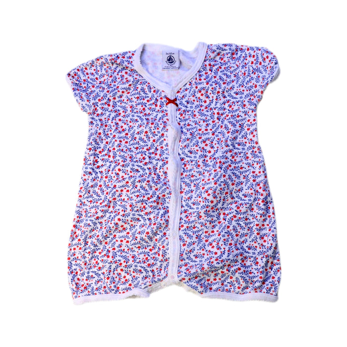 A White Short Sleeve Rompers from Petit Bateau in size 0-3M for girl. (Front View)