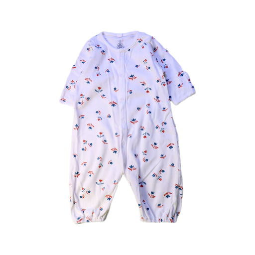 A White Long Sleeve Rompers from Petit Bateau in size 0-3M for neutral. (Front View)