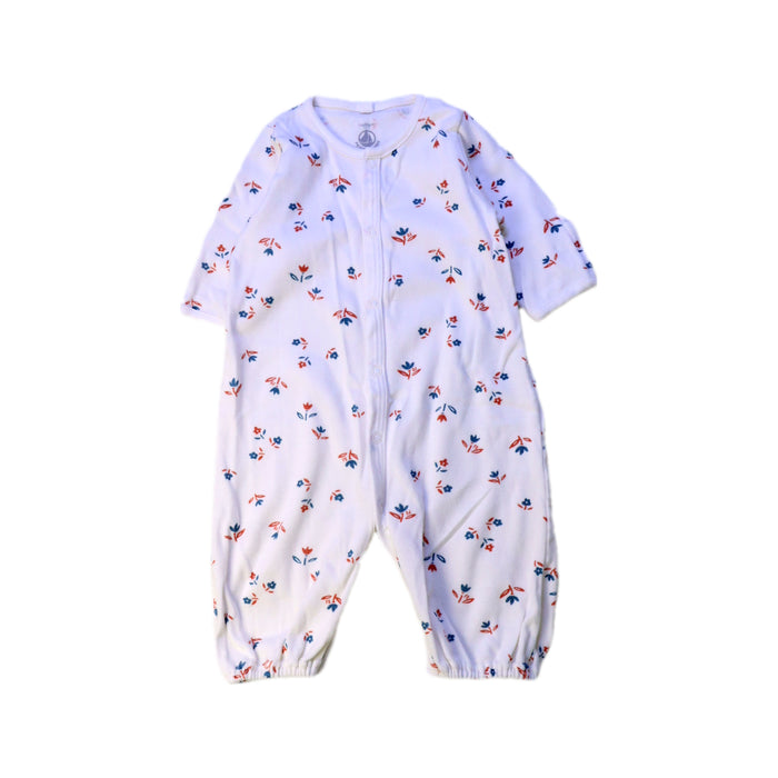 A White Long Sleeve Rompers from Petit Bateau in size 0-3M for neutral. (Front View)