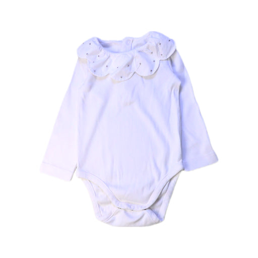 A White Long Sleeve Bodysuits from Jacadi in size 6-12M for girl. (Front View)