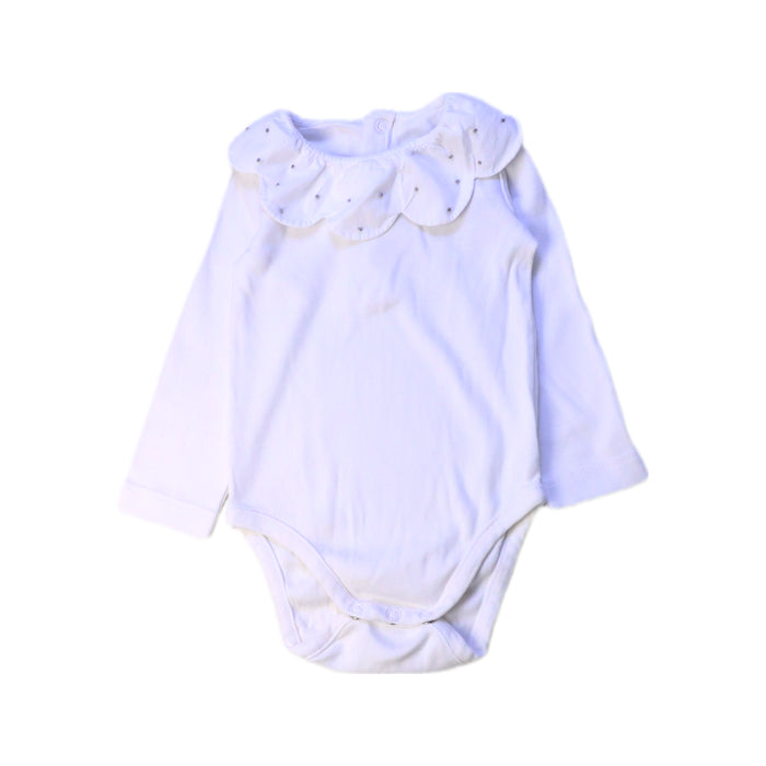 A White Long Sleeve Bodysuits from Jacadi in size 6-12M for girl. (Front View)