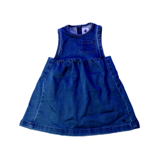 A Blue Sleeveless Dresses from Petit Bateau in size 6-12M for girl. (Front View)